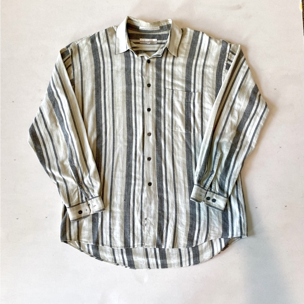 Perri Ellis Men Striped Button Down Quality Shirt Size Large